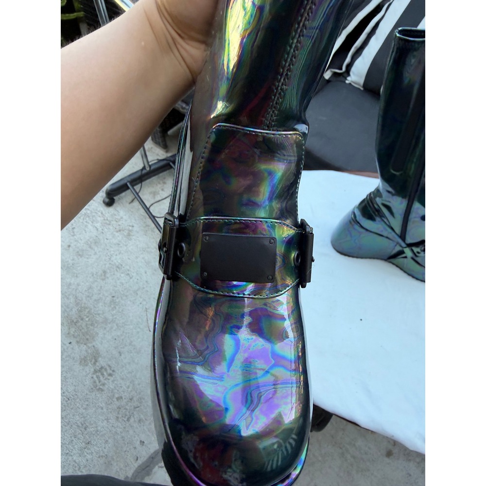 killstar watchtower Holographic Oil Slick Iridescent Platform Boots Size 10 - Picture 4 of 8